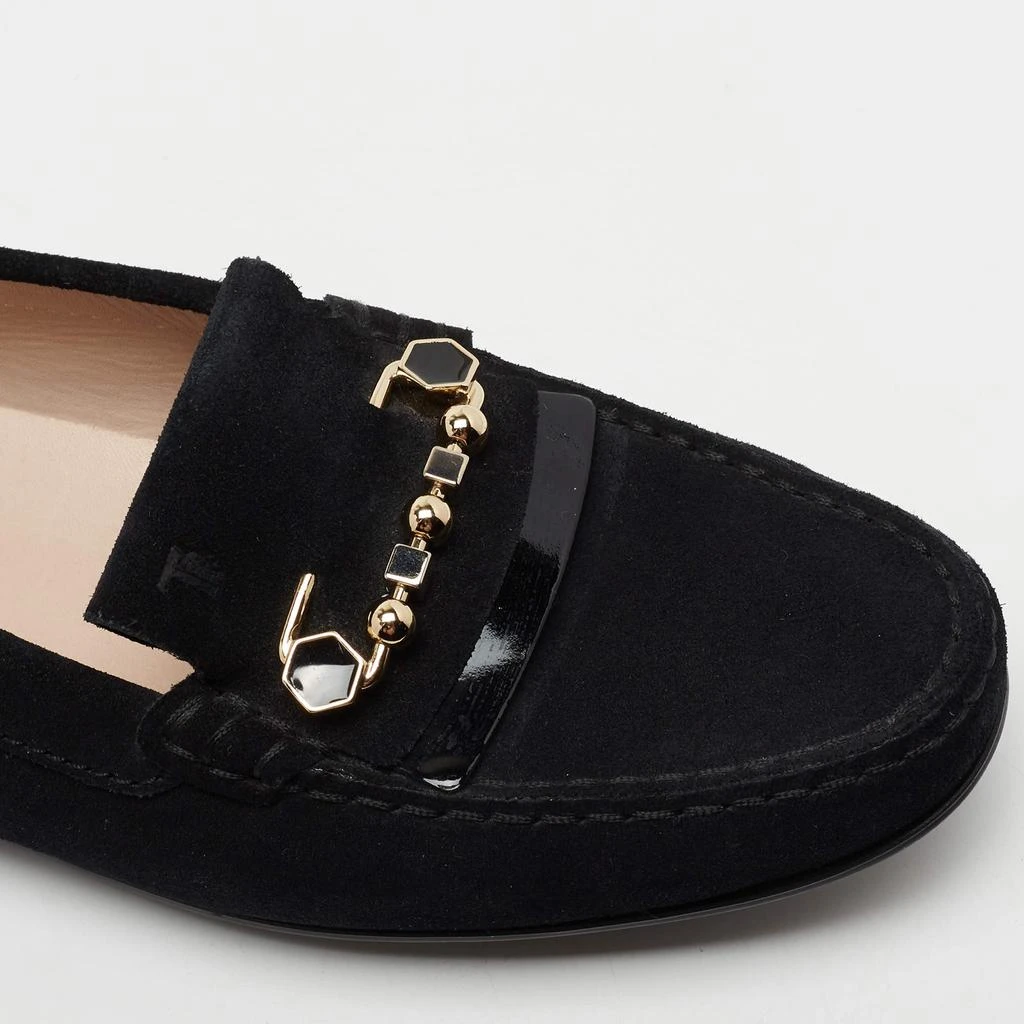 Tod's Black Suede Safety Pin Slip-On Loafers Size 38 商品