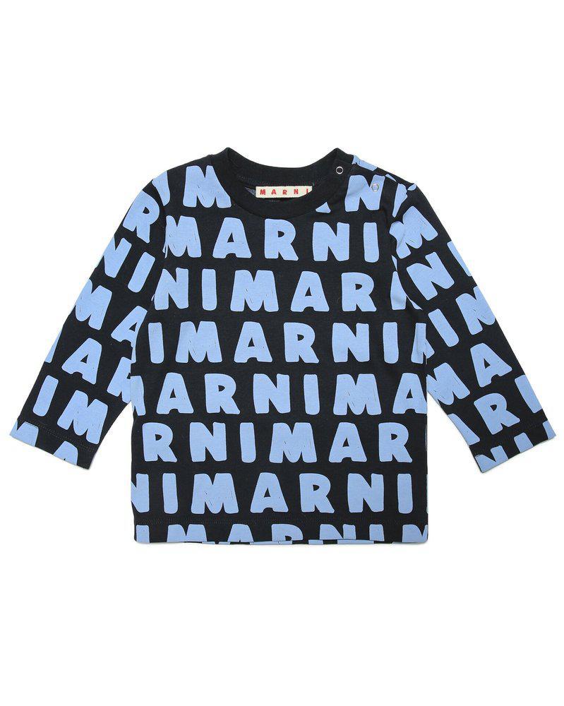 商品Marni|Marni Kids Allover Logo Printed Long-Sleeved T-Shirt,价格¥330,第1张图片