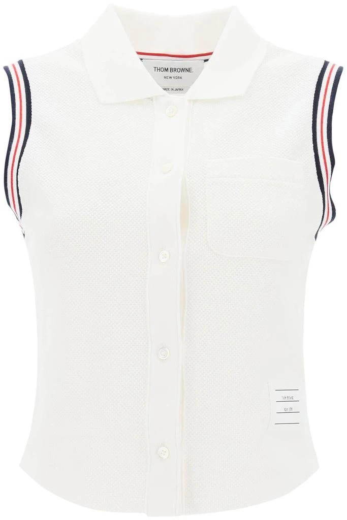 商品Thom Browne|Sleeveless polo shirt in testurized cotton,价格¥2105,第1张图片