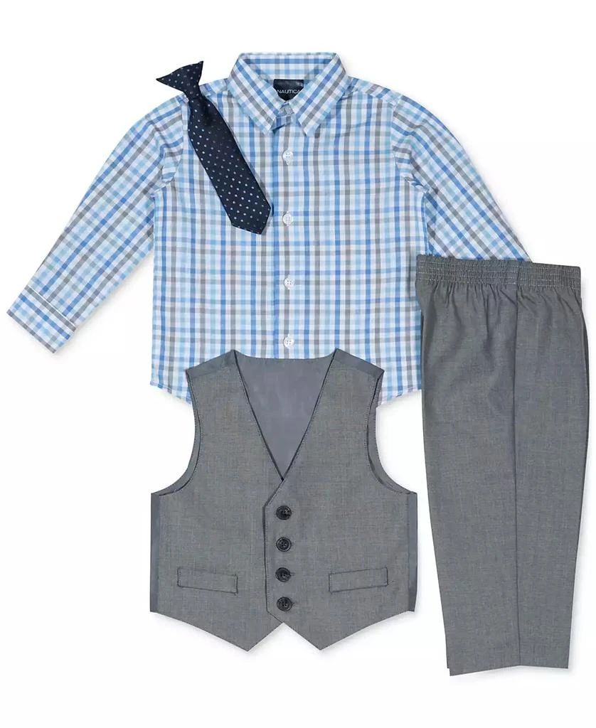 商品Nautica|Baby Boys Sharkskin Suit Vest, Pants, Shirt and Tie, 4 Piece Set,价格¥217,第3张图片详细描述