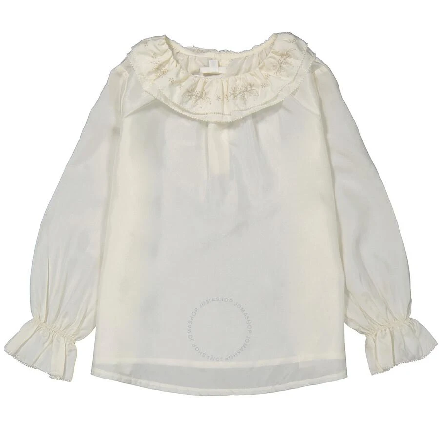 商品Bonpoint|Kids White Lait Jaya Ruffle-Trim Silk Blouse,价格¥812,第1张图片