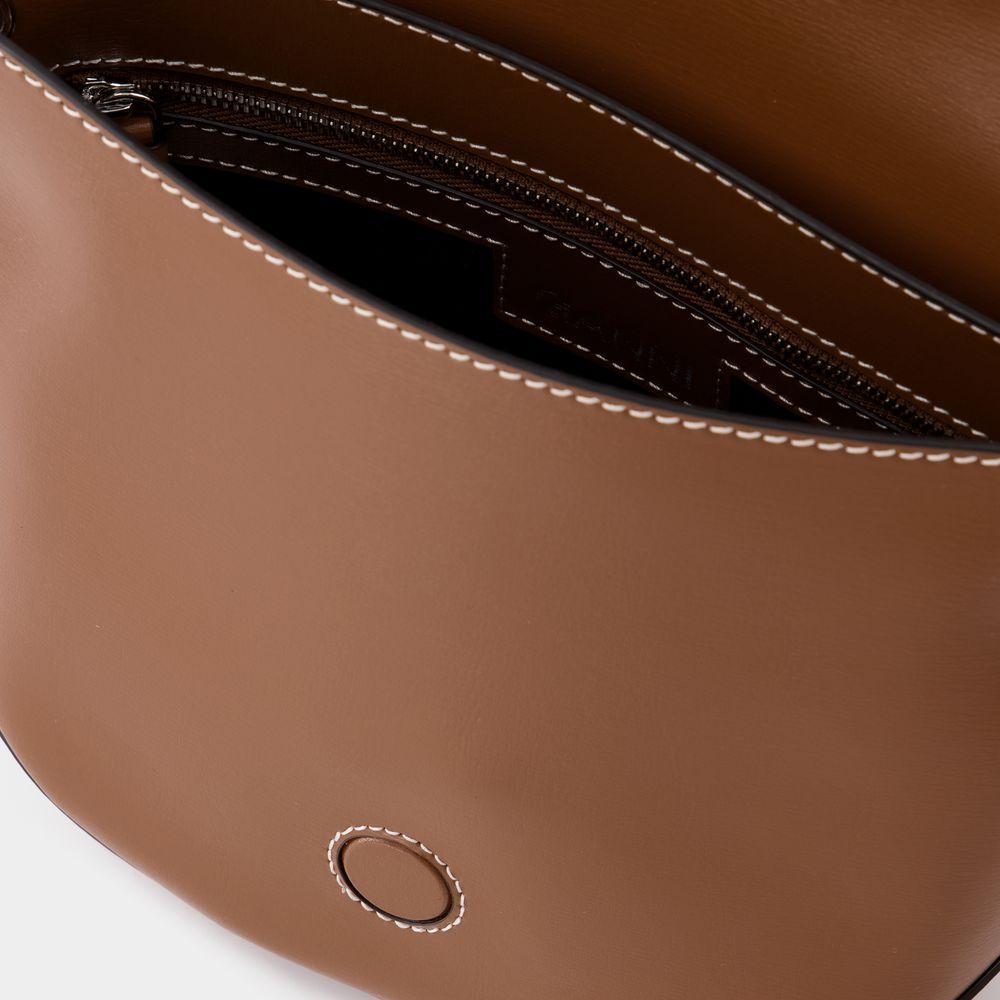 商品Ganni|Banner Western Saddle Bag in Brown Leather,价格¥2701,第6张图片详细描述