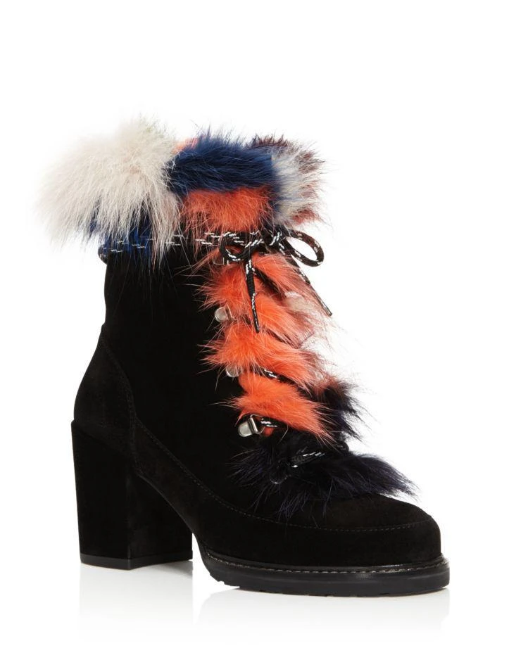 商品Stuart Weitzman|Women's Yukon Mink Fur and Suede Lace Up Booties,价格¥2088,第1张图片