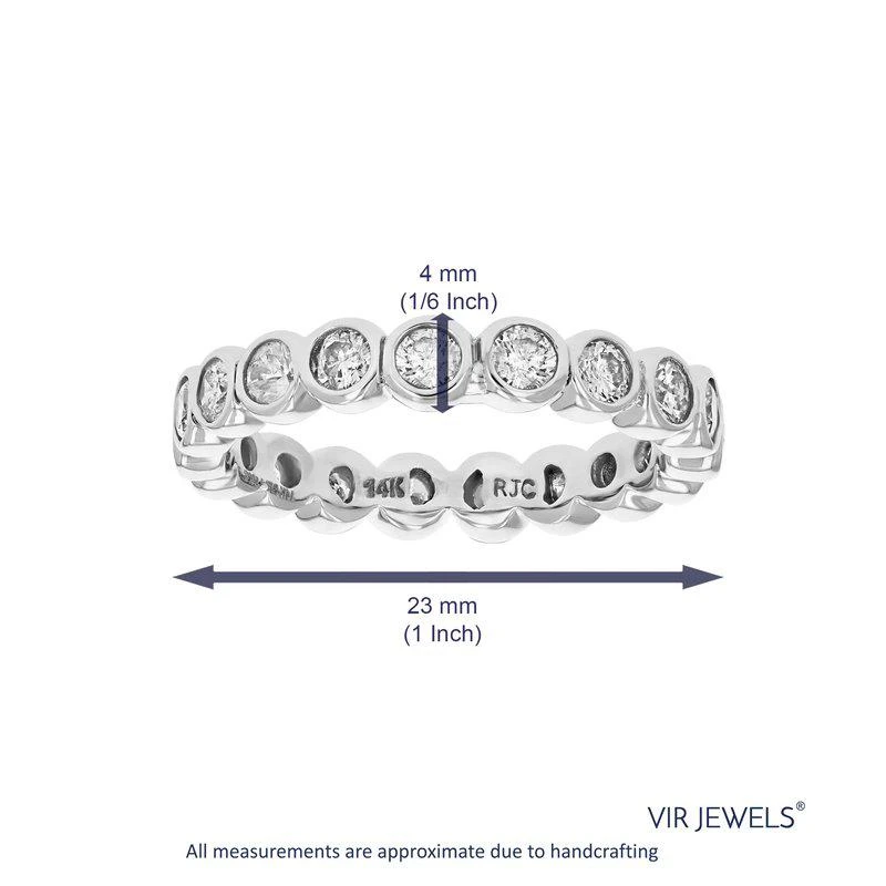 商品Vir Jewels|1.50 Cttw Diamond Eternity Ring For Women, Wedding Band In 14K White Gold Bezel Set, Size 5-9,价格¥11738,第2张图片详细描述