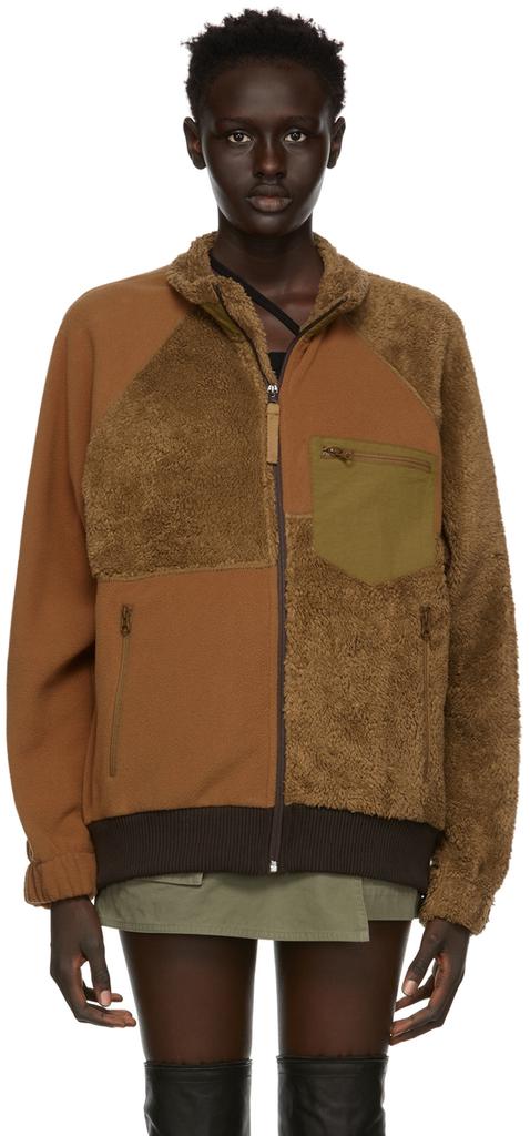 Brown Akeem Smith Edition Fleece Patchwork Jacket商品第1张图片规格展示