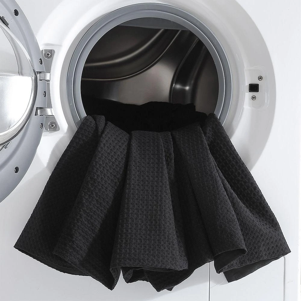 Waffle Pique Black Cotton Duvet Cover Set, Queen 商品