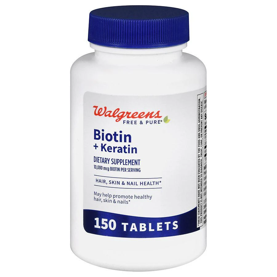 商品Walgreens|Biotin 10,000 mcg + Keratin Supplement Tablets,价格¥100,第1张图片