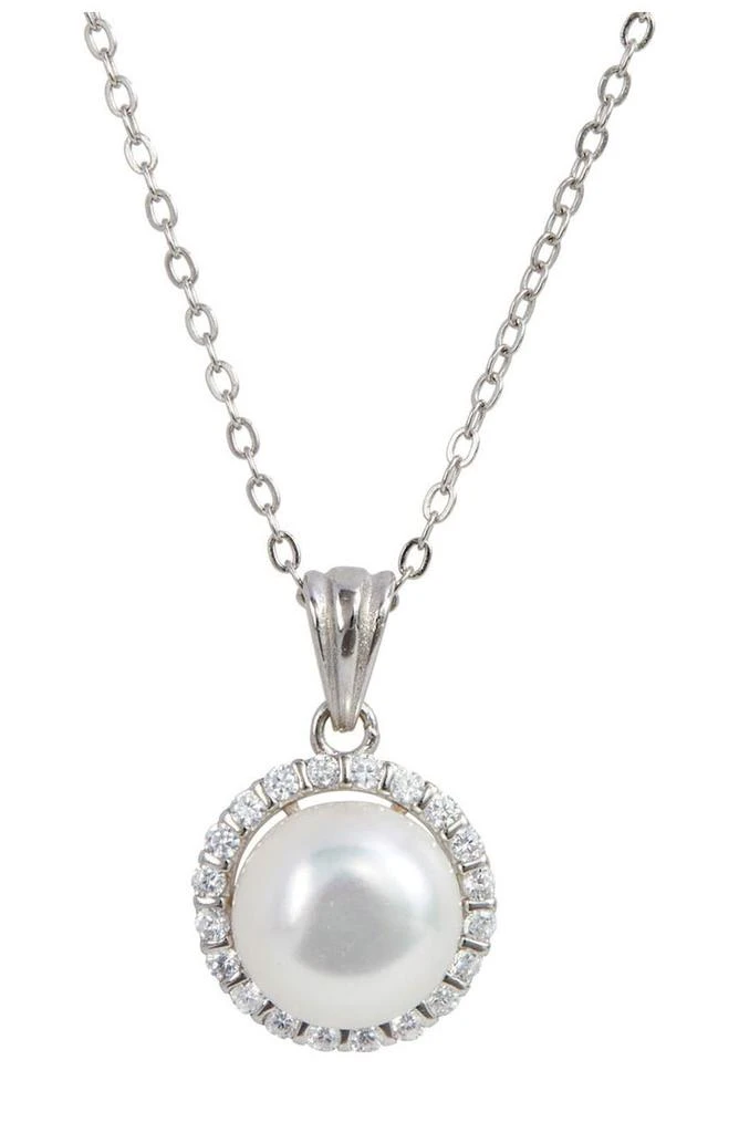 商品Savvy Cie Jewels|Sterling Silver Cultured Freshwater Pearl Halo Pendant Necklace,价格¥378,第1张图片