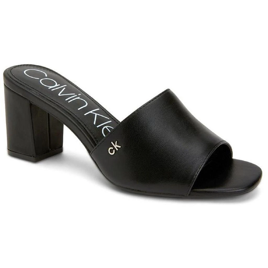 商品Calvin Klein|Calvin Klein Womens Carisma Leather Slip-On Heel Sandals,价格¥152,第1张图片