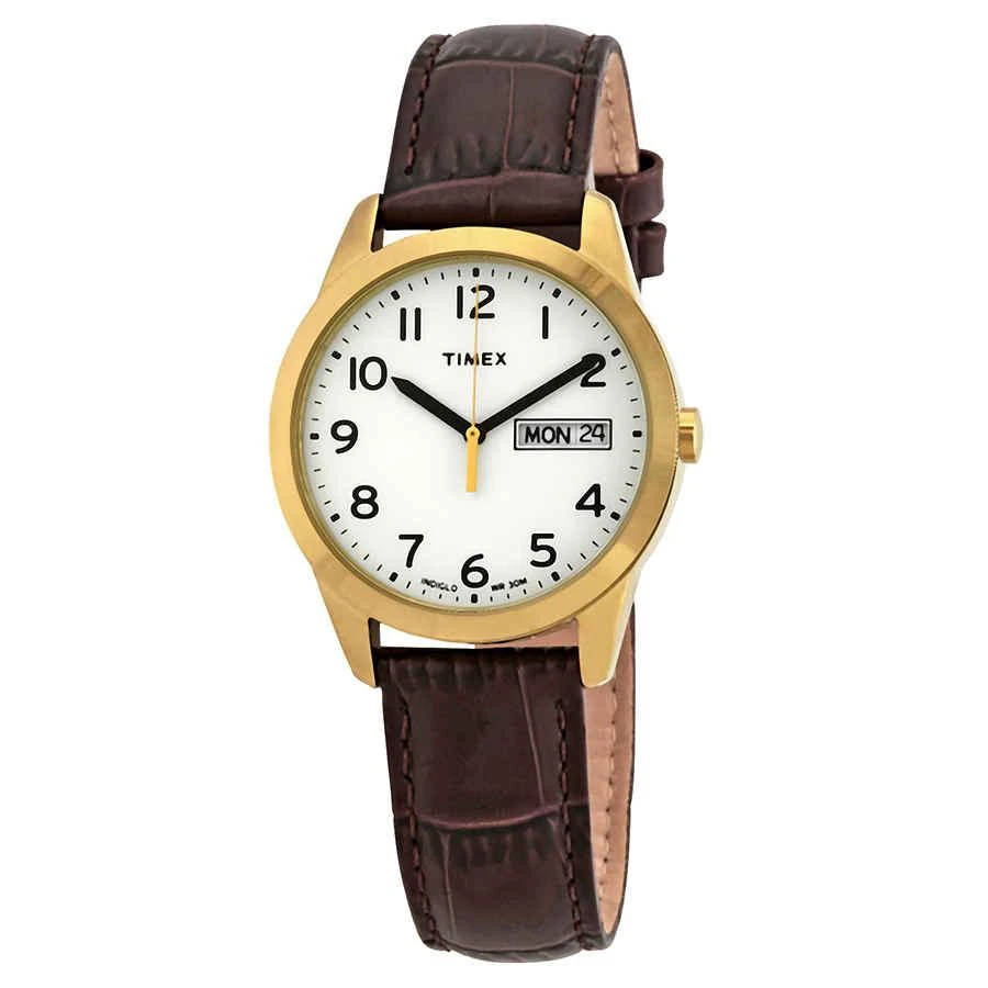 商品Timex|天美时 石英白色表盘棕色 男士手表36mm 真皮表带 T2N065,价格¥170,第1张图片