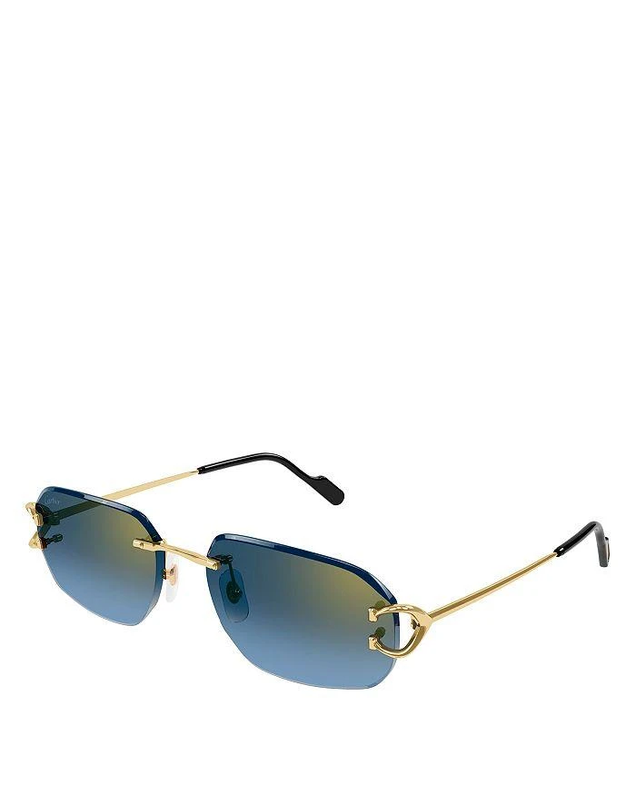 商品Cartier|Decor 24 Carat Gold Plated Rimless Rectangular Sunglasses, 58mm,价格¥9316,第1张图片