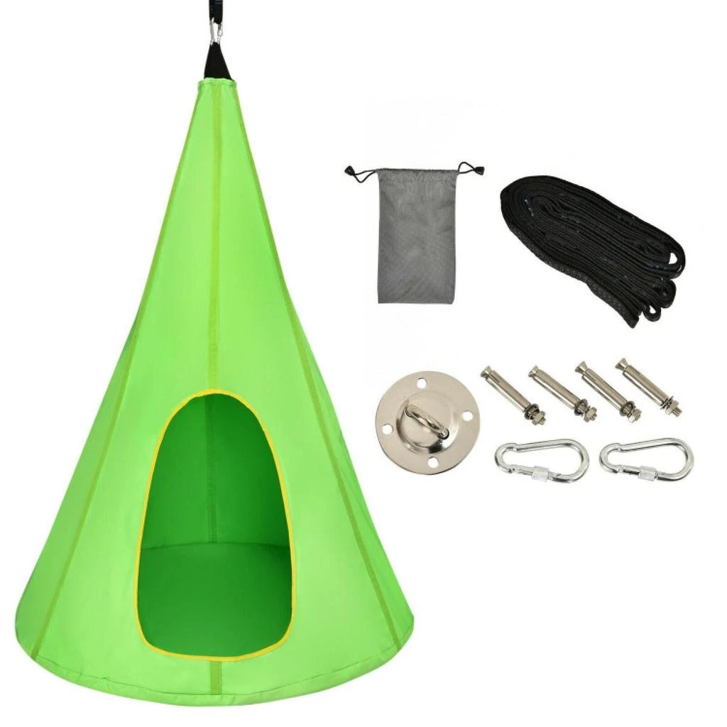 商品Hivvago|40 Inch Kids Nest Swing Chair Hanging Hammock Seat for Indoor Outdoor-Green,价格¥405,第5张图片详细描述