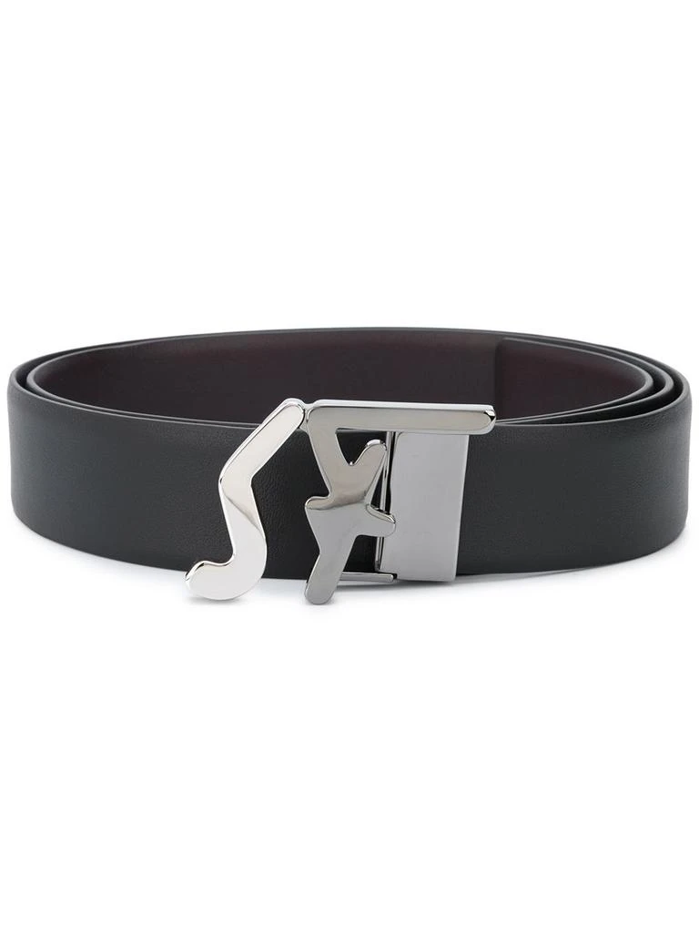 商品Salvatore Ferragamo|SALVATORE FERRAGAMO SF Logo Belt Black,价格¥2751,第1张图片