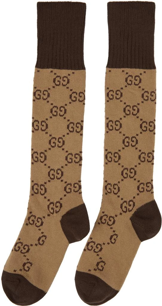 商品Gucci|Beige & Brown GG Print Socks,价格¥1991,第2张图片详细描述