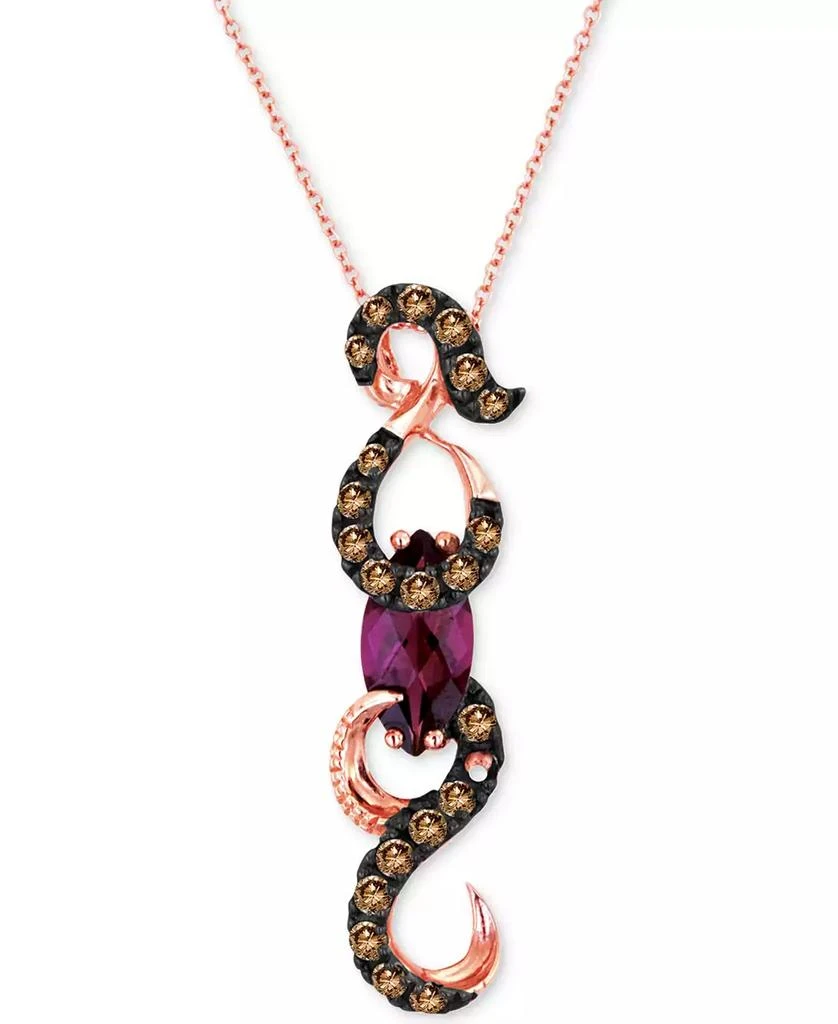 商品Le Vian|Raspberry Rhodolite (1-1/2 ct. t.w.) & Chocolate Diamond (3/4 ct. t.w.) Curvy 18" Pendant Necklace in 14k Rose Gold,价格¥11715,第1张图片