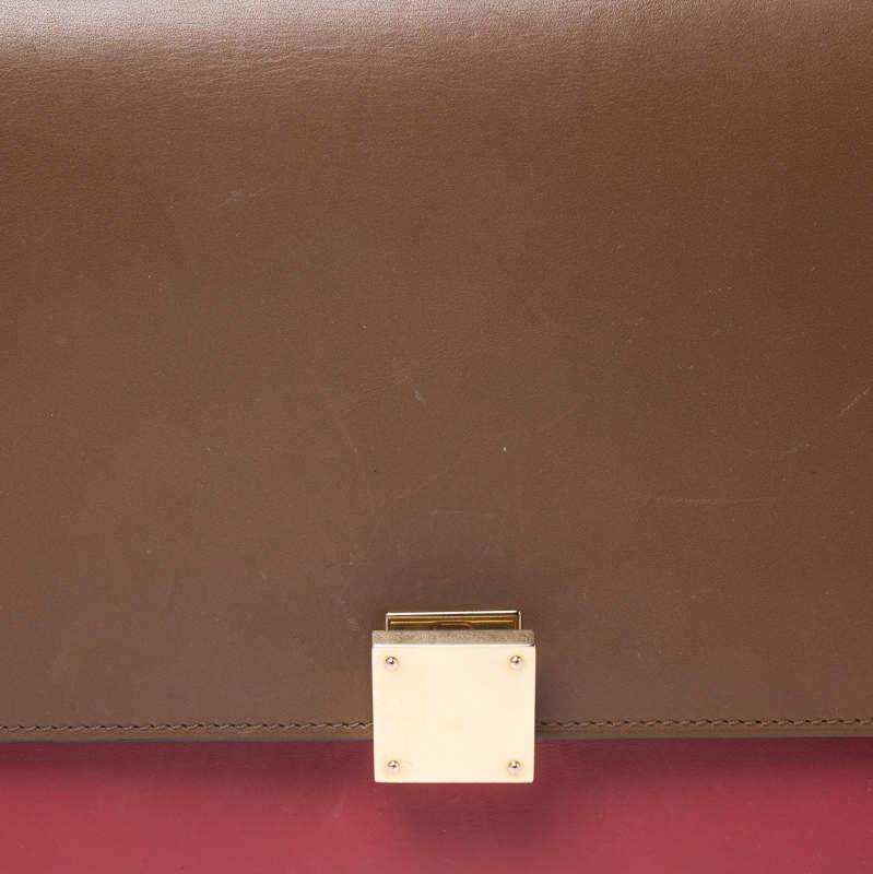 Celine Brown/Red Leather Large Classic Box Bag商品第5张图片规格展示