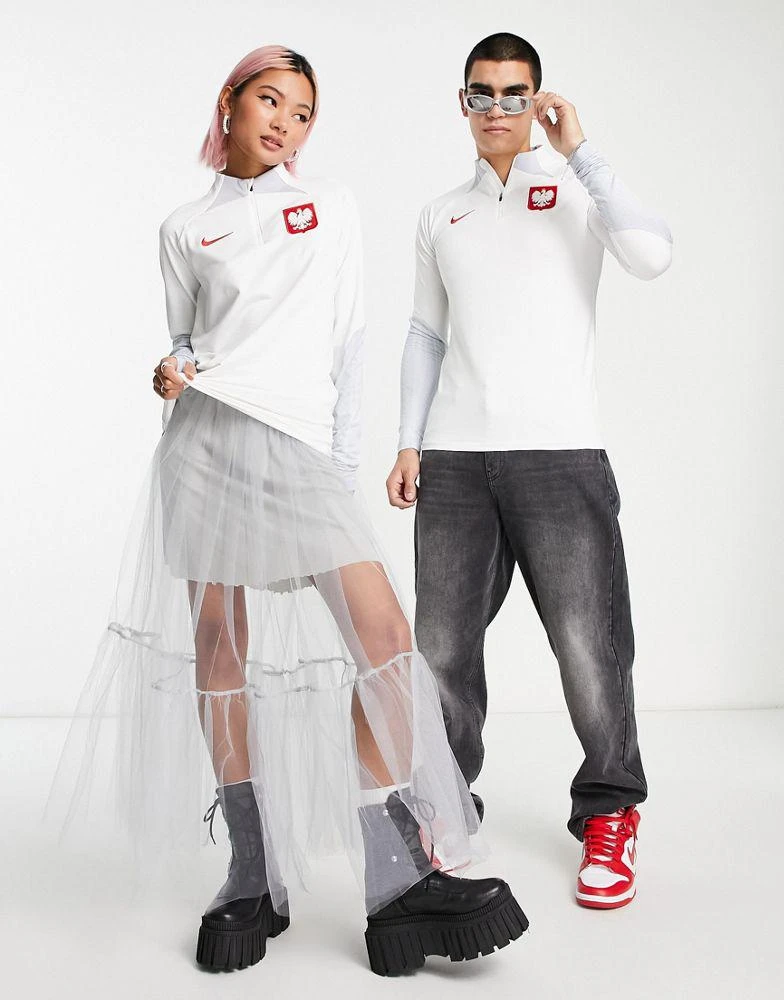 商品NIKE|Nike Football World Cup 2022 Poland unisex zip neck top in white,价格¥341,第1张图片