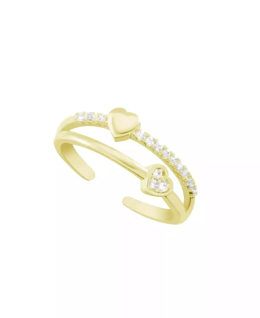 商品Essentials|Cubic Zirconia Double Row Heart Toe Ring in Gold Plate,价格¥306,第1张图片