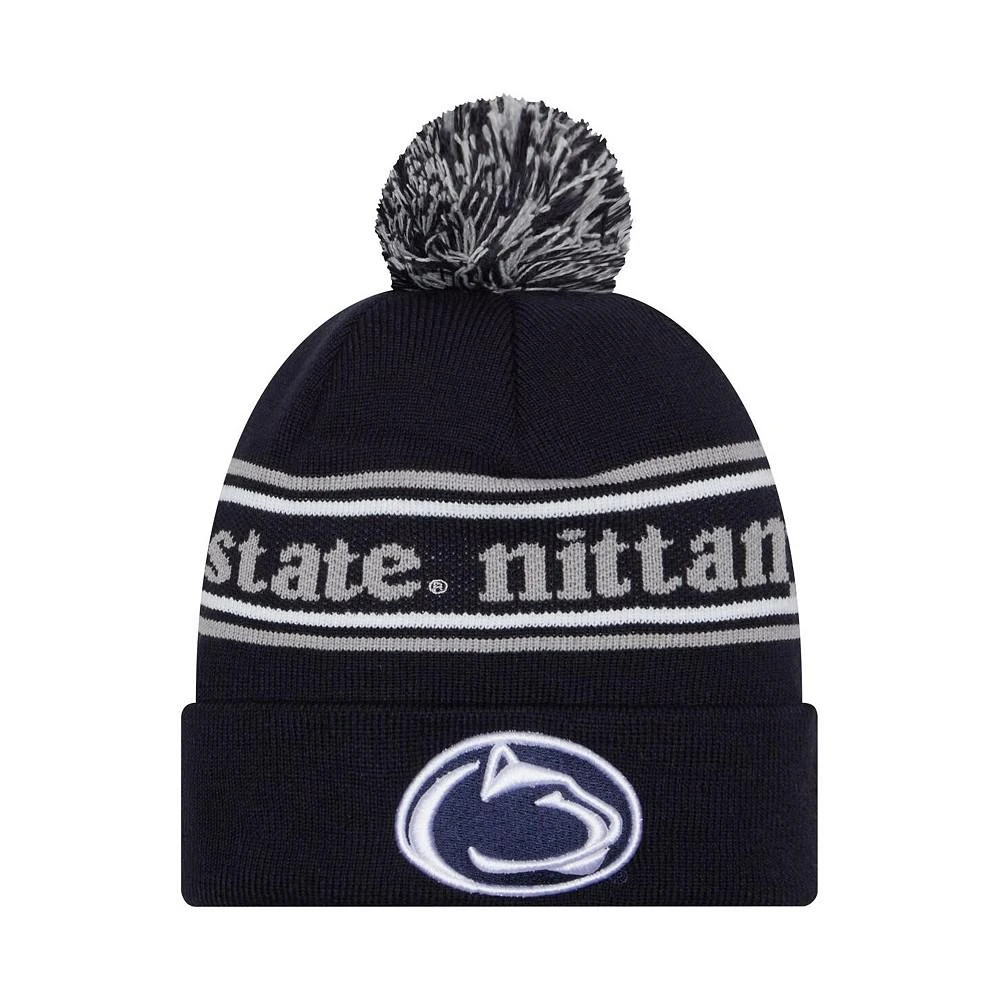 商品New Era|Men's Navy Penn State Nittany Lions Marquee Cuffed Knit Hat with Pom,价格¥224,第1张图片