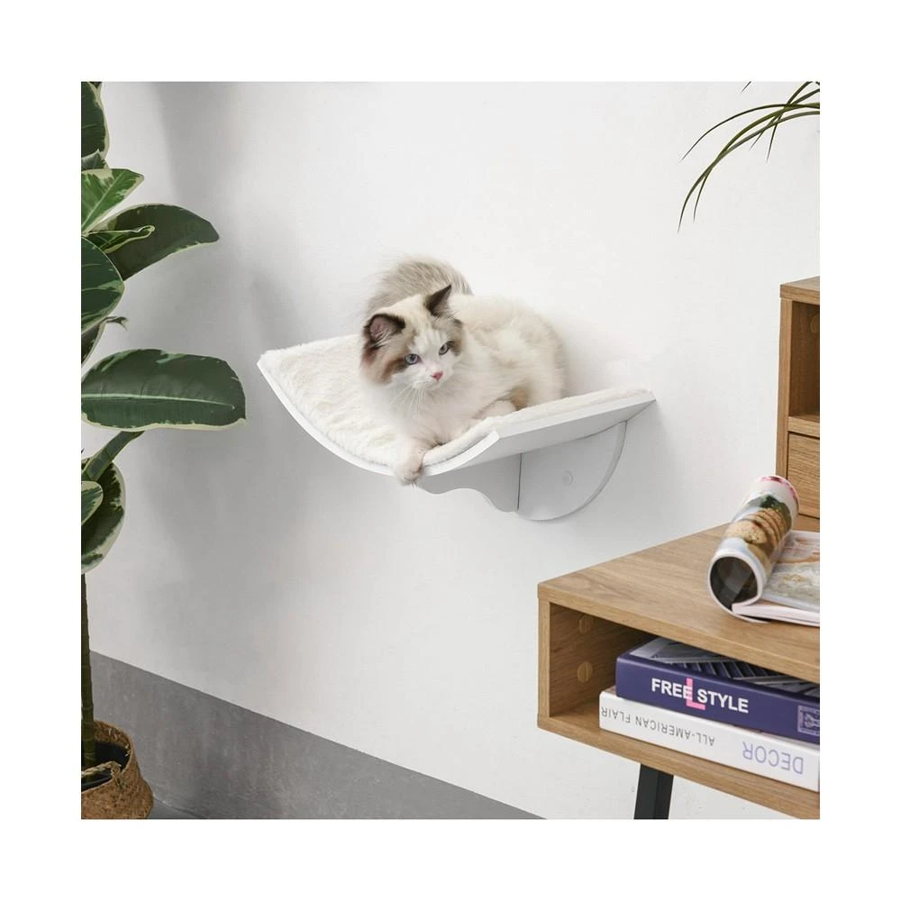 商品PawHut|Wood Wall-Mounted Curved Cat Shelves Kitten Perch Climber Bed White,价格¥423,第3张图片详细描述