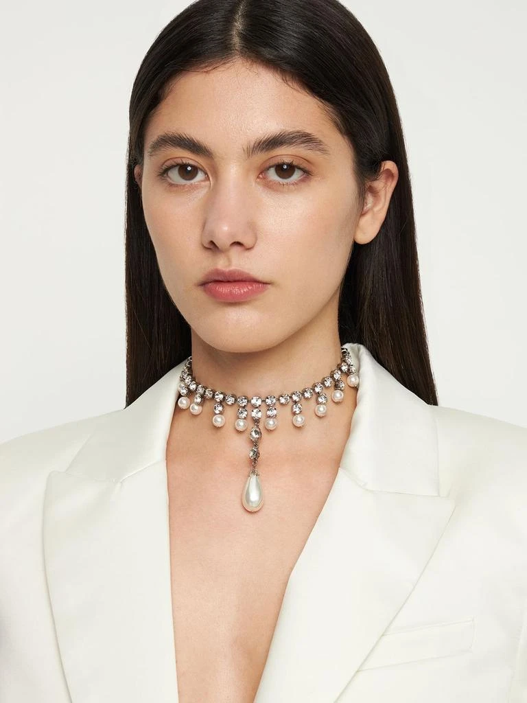 商品Alessandra Rich|Crystal Choker W/ Pendant & Faux Pearls,价格¥2998,第1张图片详细描述