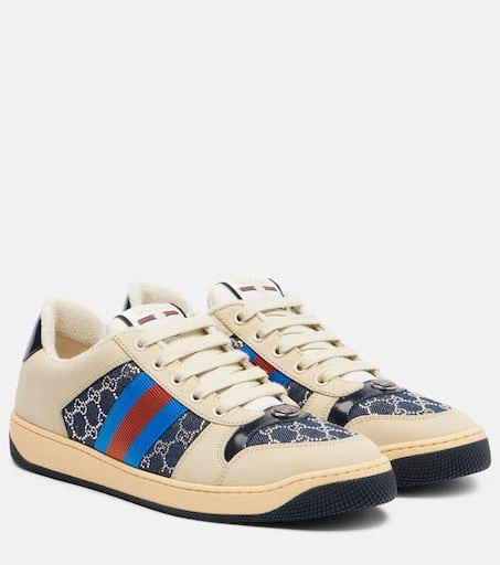 商品Gucci|Screener GG皮革边饰牛仔运动鞋,价格¥9983,第1张图片