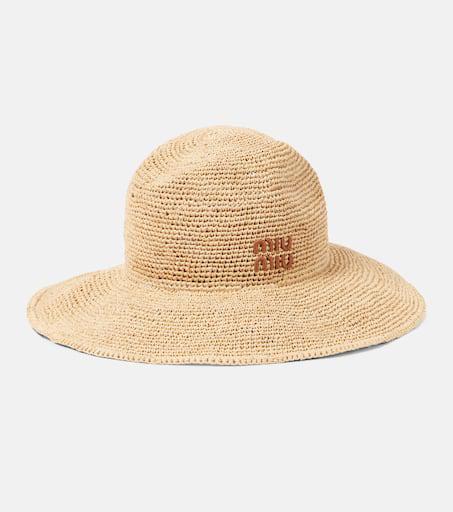 【MIU MIU】RAFFIA BUCKET HAT Raffia bucket hat in neutrals - Miu Miu | Mytheresa