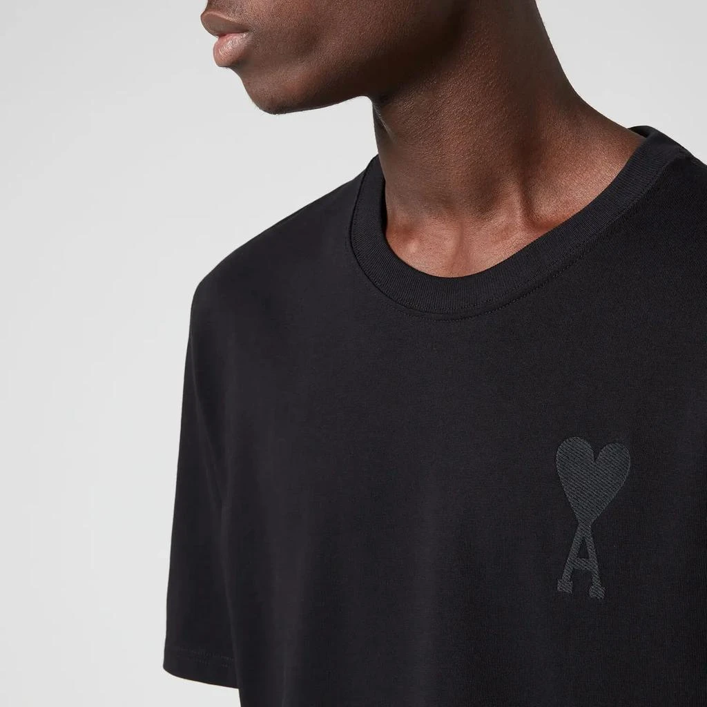 商品AMI|AMI Men's Tonal De Coeur T-Shirt - Black,价格¥558,第4张图片详细描述