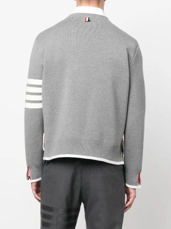 商品Thom Browne|THOM BROWNE MEN MILANO STITCH BOXY FIT CREW NECK PULLOVER IN COTTON W/ 4 BAR STRIPE,价格¥5134,第2张图片详细描述