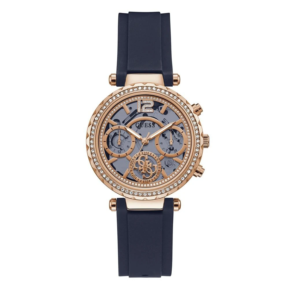 商品GUESS|Women's Quartz Navy Silicone Strap Multi-Function Watch 36mm,价格¥701,第1张图片