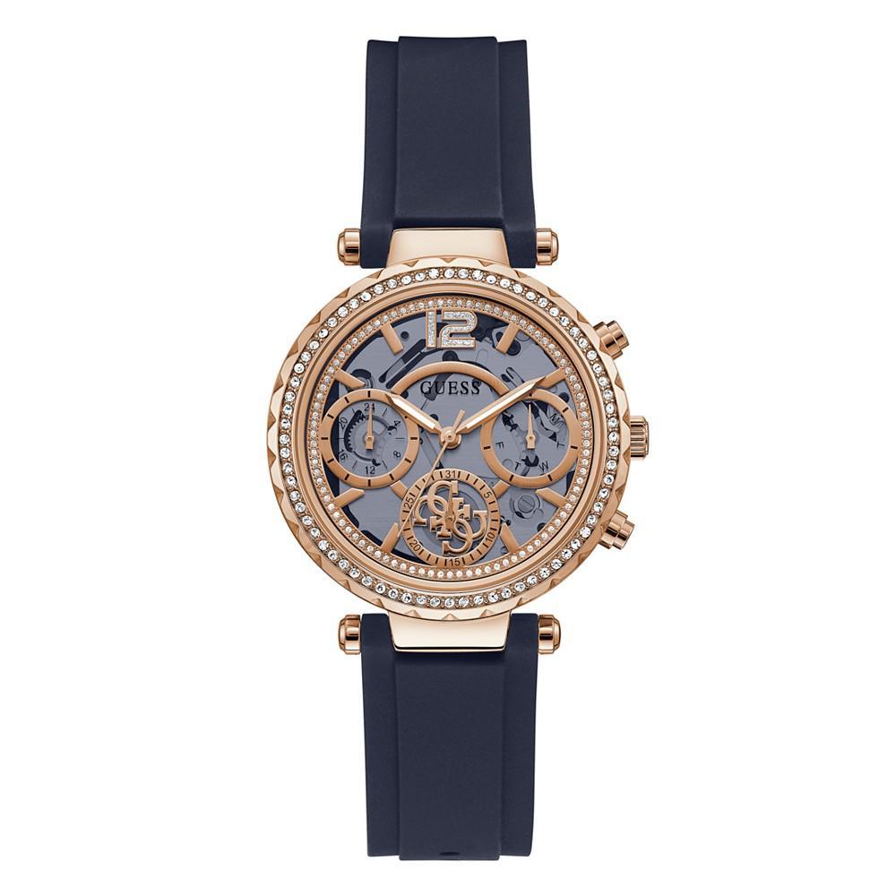 商品GUESS|Women's Quartz Navy Silicone Strap Multi-Function Watch 36mm,价格¥939,第1张图片