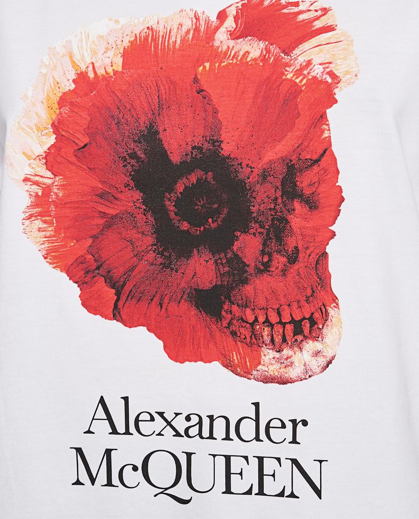 Short-sleeved T-shirt with floral skull print商品第4张图片规格展示