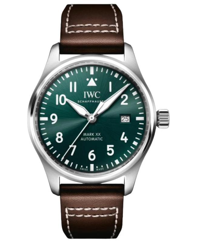 商品IWC Schaffhausen|IWC Pilot's Mark XX Automatic Green Dial Leather Strap Men's Watch IW328205,价格¥37227,第1张图片