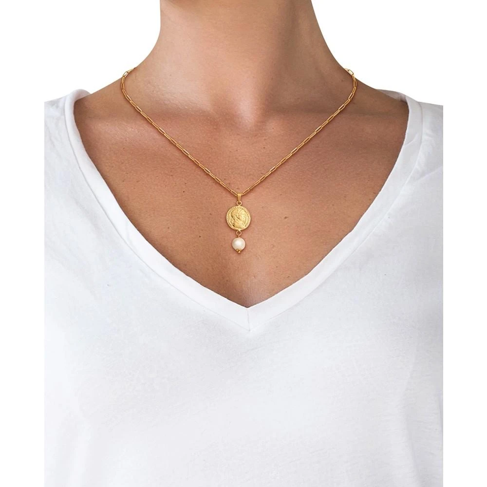 商品Macy's|Pearl Coin 18" Pendant Necklace in 18k Gold-Plated Sterling Silver,价格¥531,第2张图片详细描述