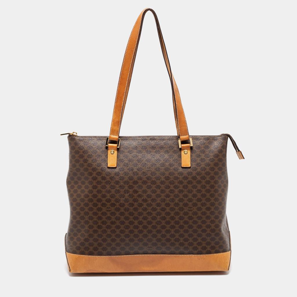 Celine Brown Macadam Coated Canvas And Leather Vintage Tote商品第1张图片规格展示