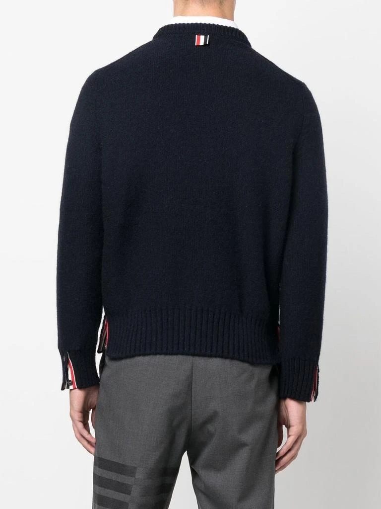 商品Thom Browne|THOM BROWNE MEN JERSEY STITCH CREWNECK PULLOVER IN DONEGAL W/ INTARSIA 4 BAR STRIPE,价格¥3192-¥6384,第2张图片详细描述