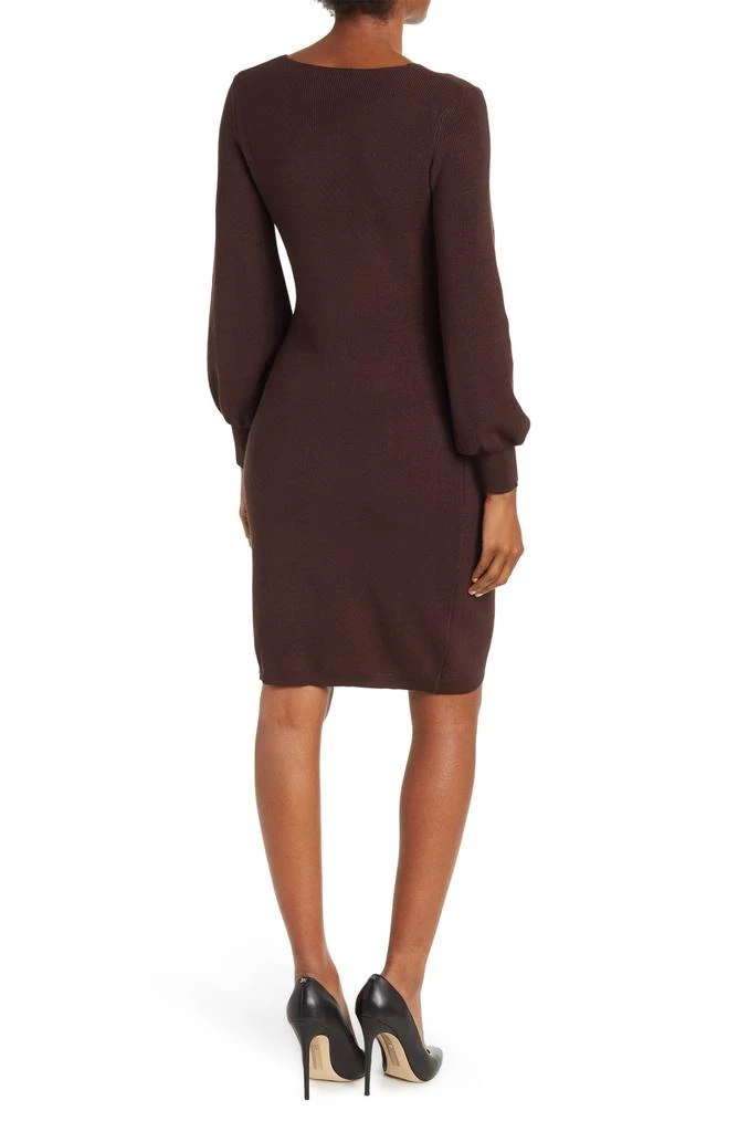 商品Nina Leonard|V-Neck Balloon Sleeve Sweater Dress,价格¥244,第2张图片详细描述