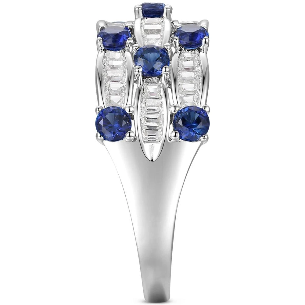 商品Macy's|Lab-Created Sapphire (7/8 ct. t.w.) & Lab-Created White Sapphire (5/8 ct. t.w.) Multirow Ring in Sterling Silver (Also in Lab-Created Emerald & Lab-Created Ruby),价格¥2062,第4张图片详细描述