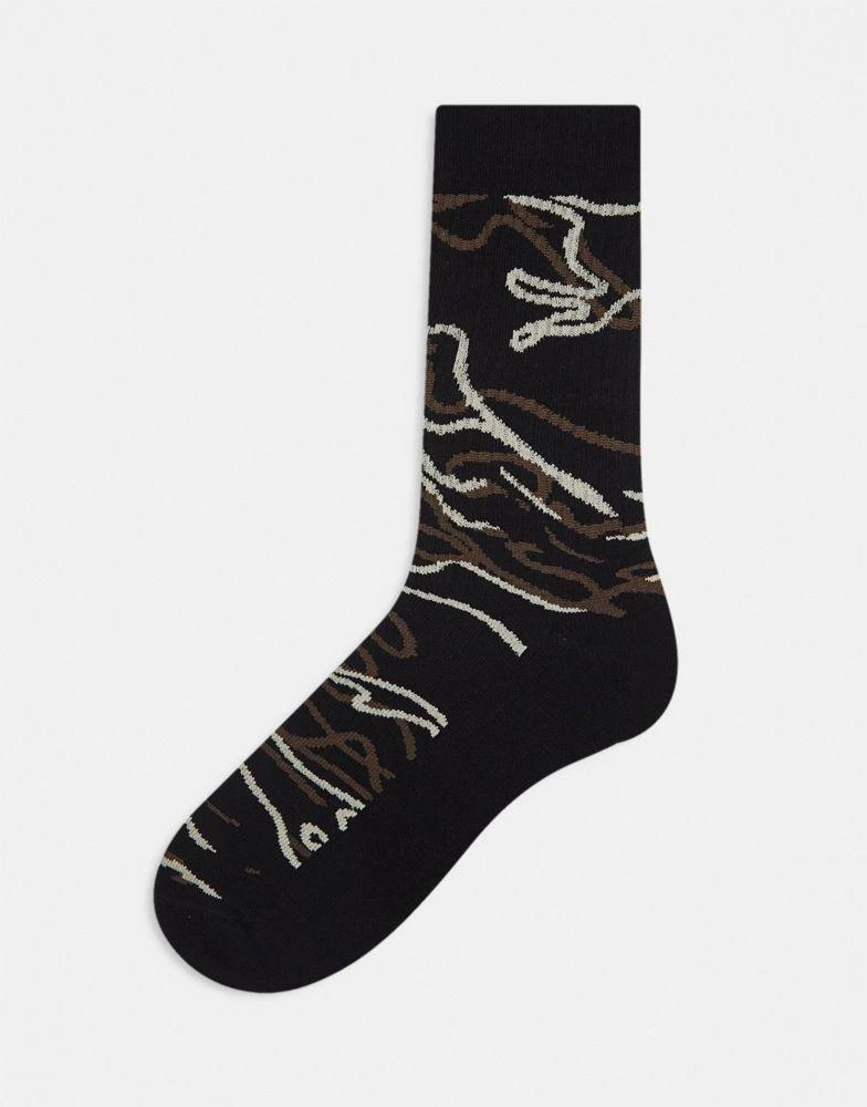商品ASOS|ASOS DESIGN sports socks in black with camo line design,价格¥38,第1张图片