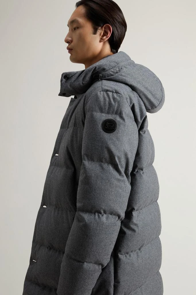 商品Woolrich|Luxe Long Parka in Vitale Barberis Canonico Wool - Men - Gray,价格¥9090,第5张图片详细描述