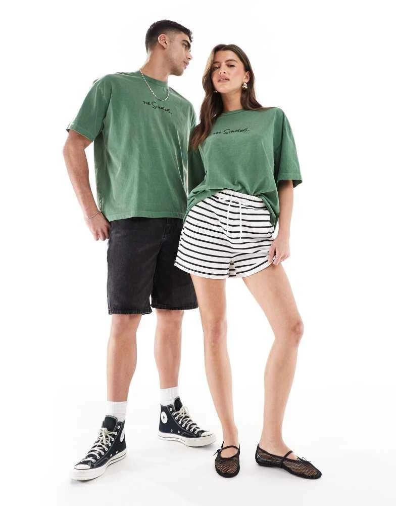 商品ASOS|ASOS DESIGN unisex oversized t-shirt with The Simpsons Homer hedge print in washed green,价格¥253,第2张图片详细描述