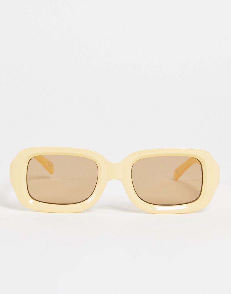 ASOS DESIGN square sunglasses in yellow with tonal lens - YELLOW商品第4张图片规格展示