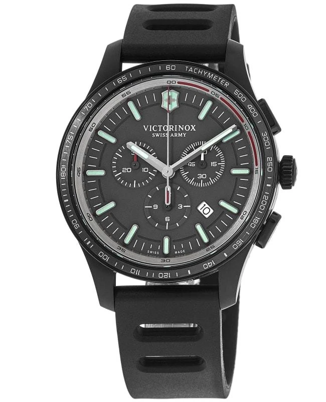 商品Swiss Army|Victorinox Swiss Army Alliance Sport Chronograph Grey Dial Black Rubber Strap Men's Watch 241818,价格¥2620,第1张图片