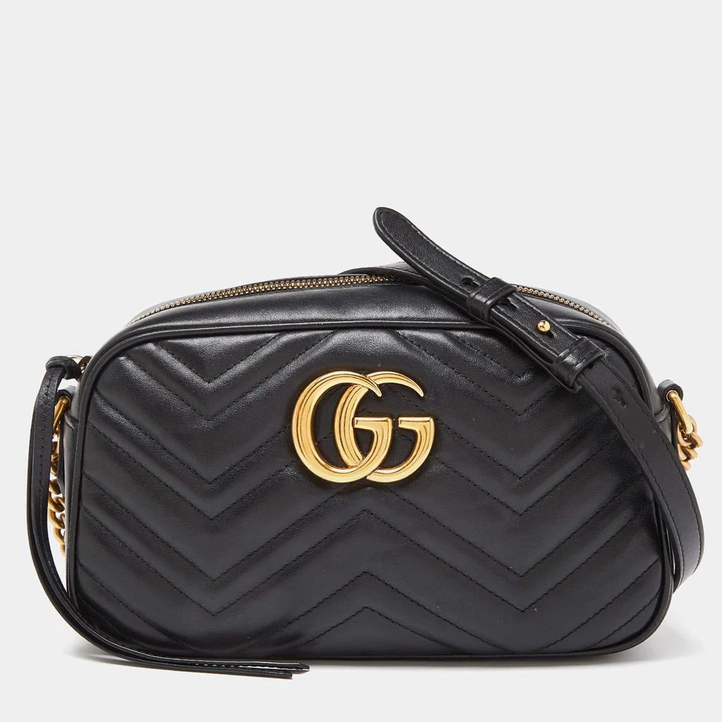 商品[二手商品] Gucci|Gucci Black Matelassé Leather Small GG Marmont Camera Bag,价格¥6456,第1张图片