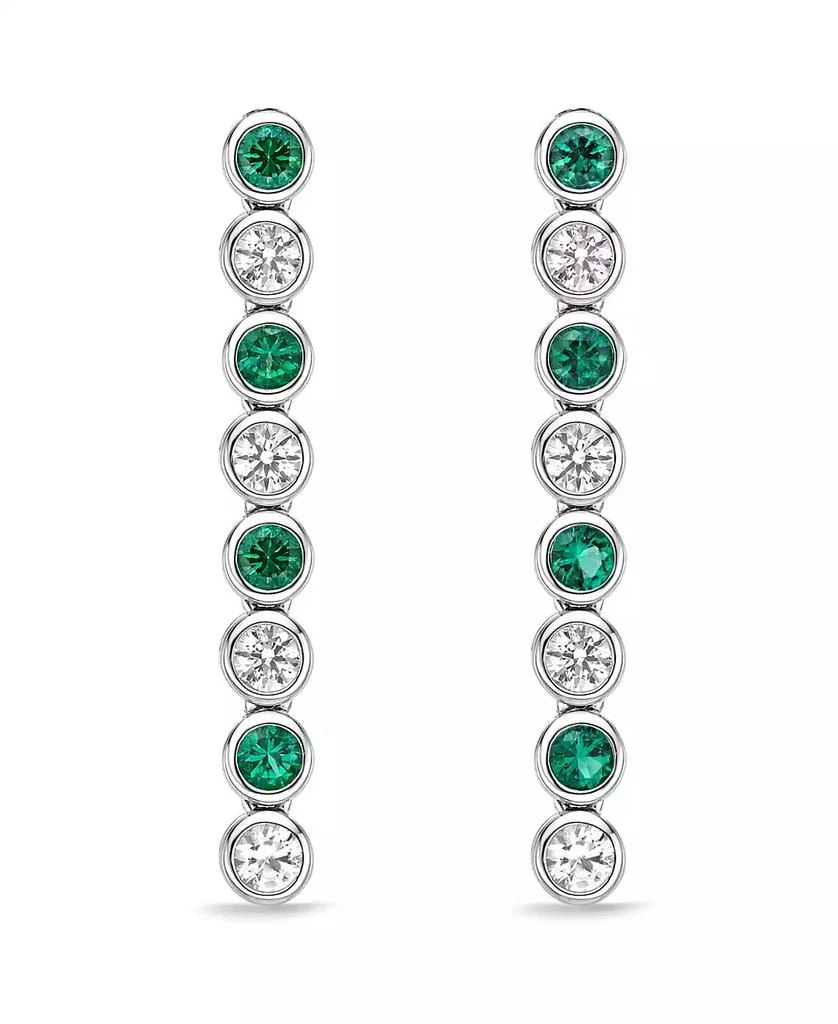 商品Macy's|Lab Grown Emerald and Lab Grown White Sapphire Bezel Set Drop Earrings in Sterling Silver,价格¥2314,第3张图片详细描述