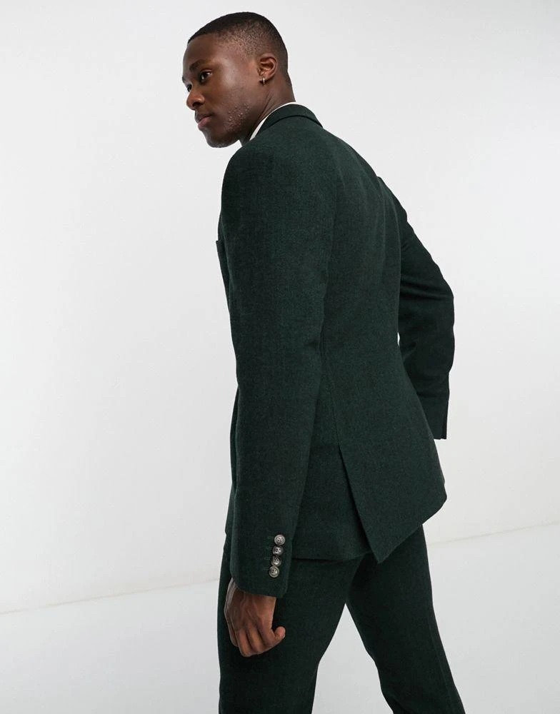 商品ASOS|ASOS DESIGN slim wool mix suit jacket in herringbone in green,价格¥582,第5张图片详细描述