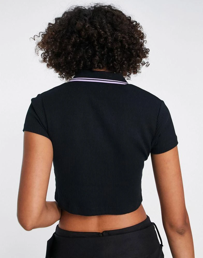 商品Fred Perry|Fred Perry cropped ribbed polo shirt in black,价格¥512,第2张图片详细描述