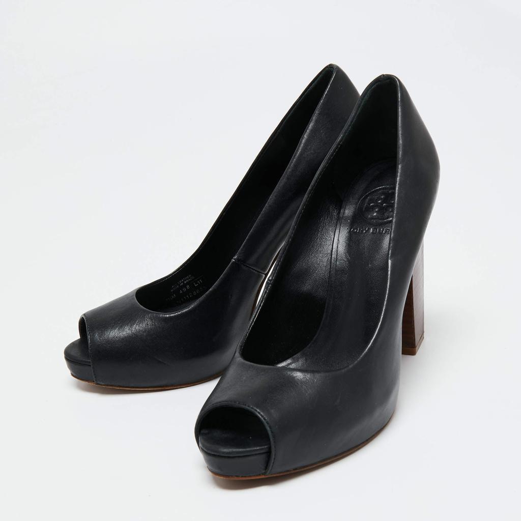 商品[二手商品] Tory Burch|Tory Burch Black Leather Cantrelle Pumps Size 37.5,价格¥1786,第4张图片详细描述