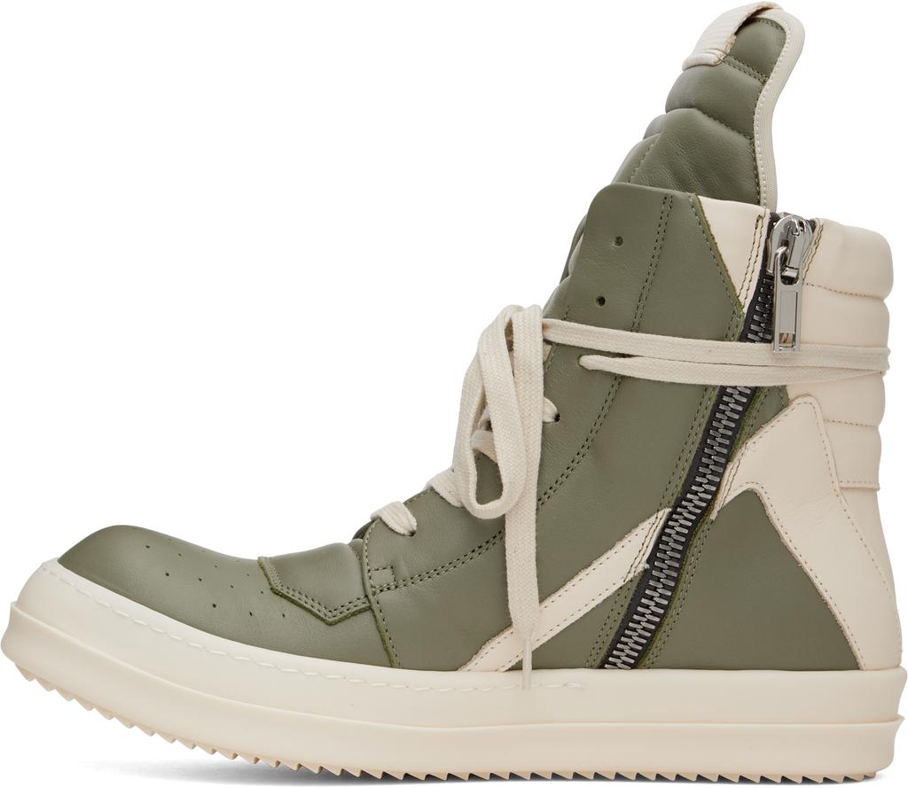 Rick Owens Green & Off-White Hollywood Geobasket Sneakers - Casual