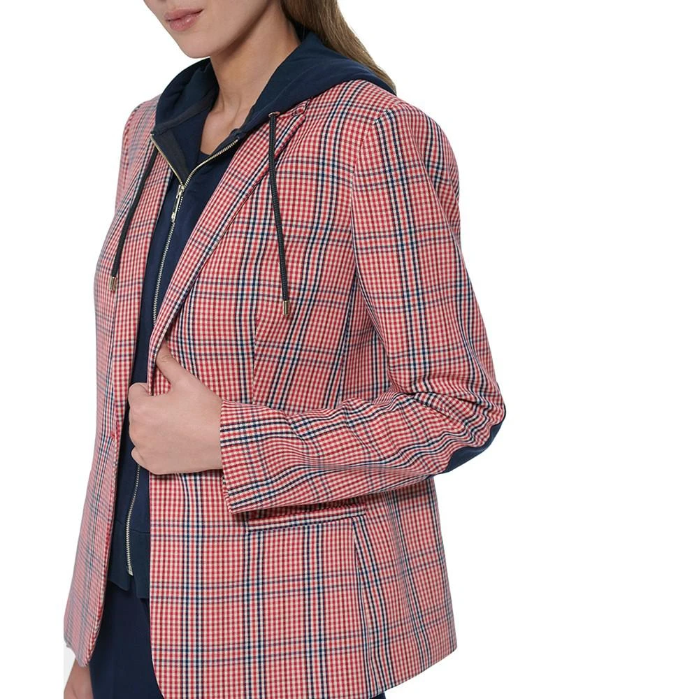 Women's Plaid-Print Hooded Blazer 商品